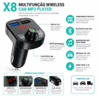 X8多功能无线车载MP3播放器，双USB充电器，12V-24V，3.1A
