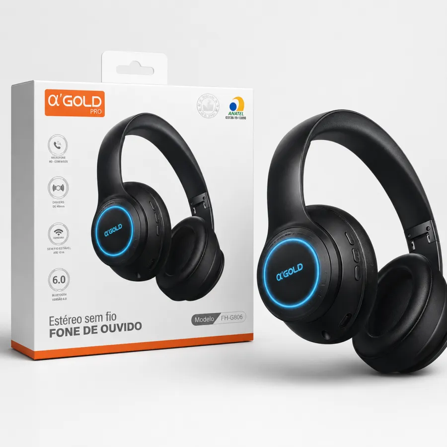 α GOLD Pro 无线耳机 Fone de Ouvido FN-G805，蓝牙，6小时续航，黑色
