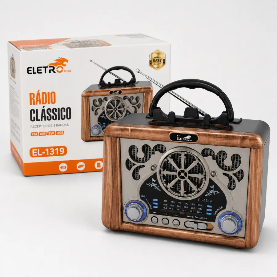 ELETRO经典收音机 EL-1319，三波段，支持AM/FM/CW，USB接口