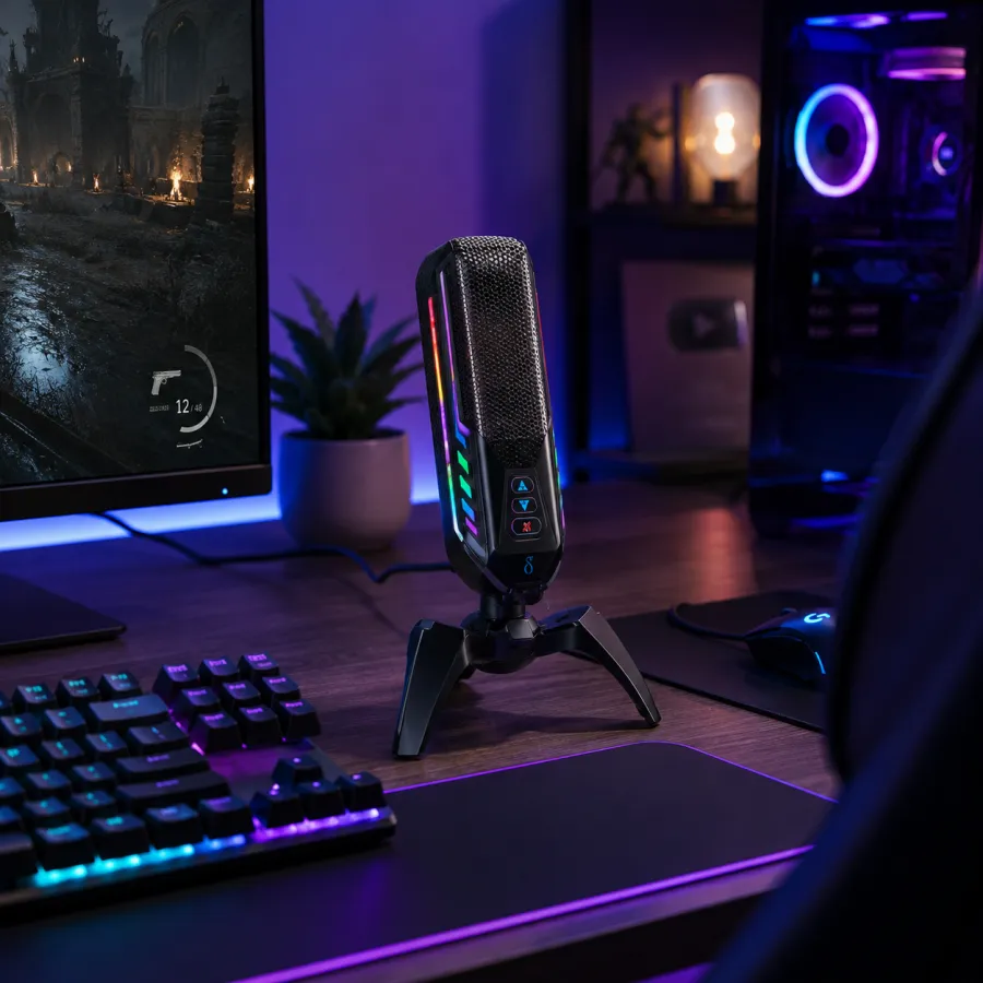 Delta RGB游戏麦克风 StreamLight，带LED灯，适合直播和游戏