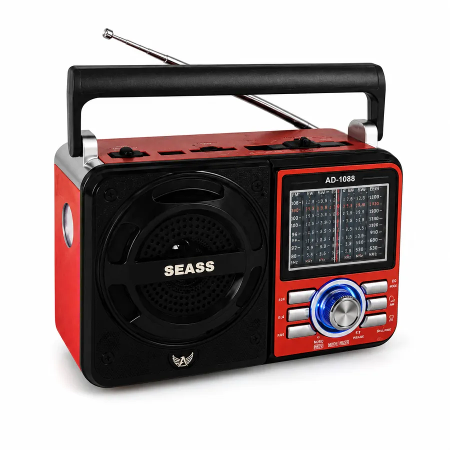 收音机 AD-1088，品牌：SABAS，FM/AM，红色，便携式，USB接口