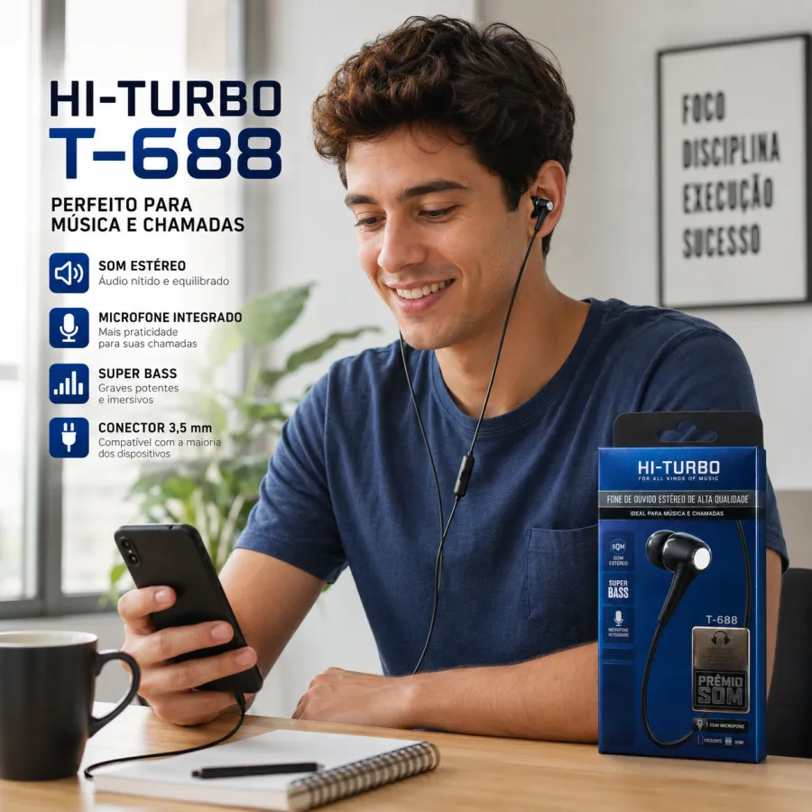 HI-TURBO T-688 有线耳机 黑色/白色 立体声 重低音