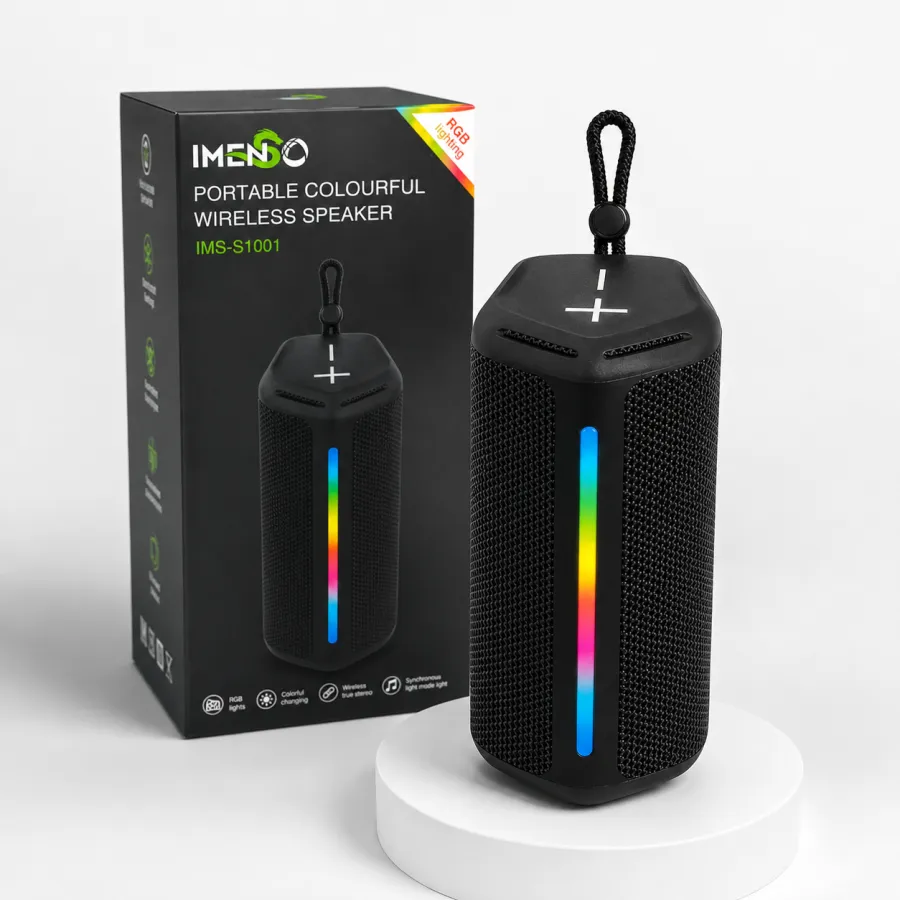 IMENSO便携彩色无线音箱 IMS-S1001，蓝牙音响，带LED灯，黑色