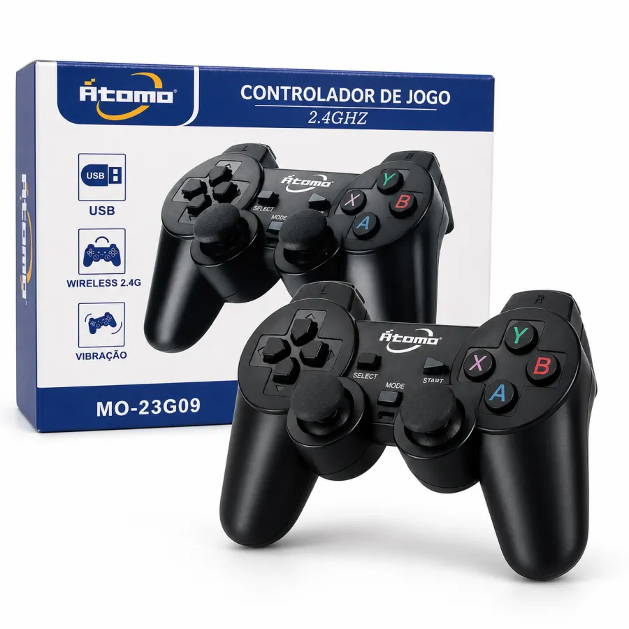Atomo 无线游戏手柄 2.4GHz USB 震动控制器 MO-23G09