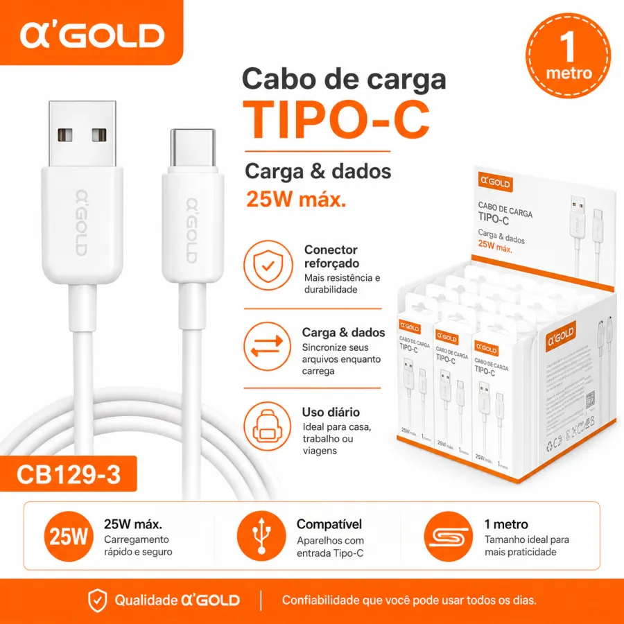 αGOLD TIPO-C充电数据线 1米 25W快充CB129-3