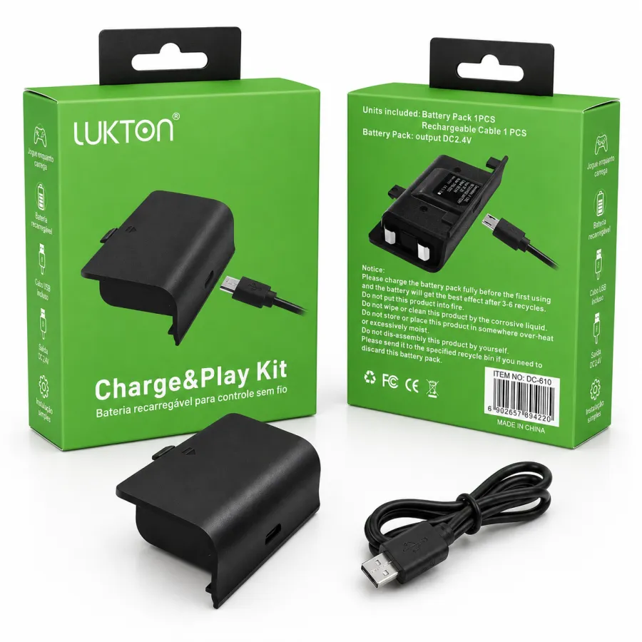 LUKTON无线游戏手柄充电套件，USB充电，适用于游戏控制器