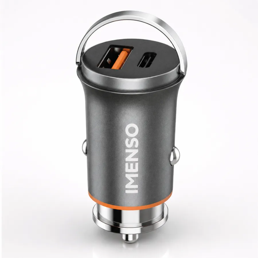 IMENSO 65W车载充电器，快速充电，双USB接口，型号IMS-214