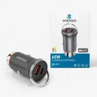 IMENSO 65W车载充电器，快速充电，双USB接口，型号IMS-214