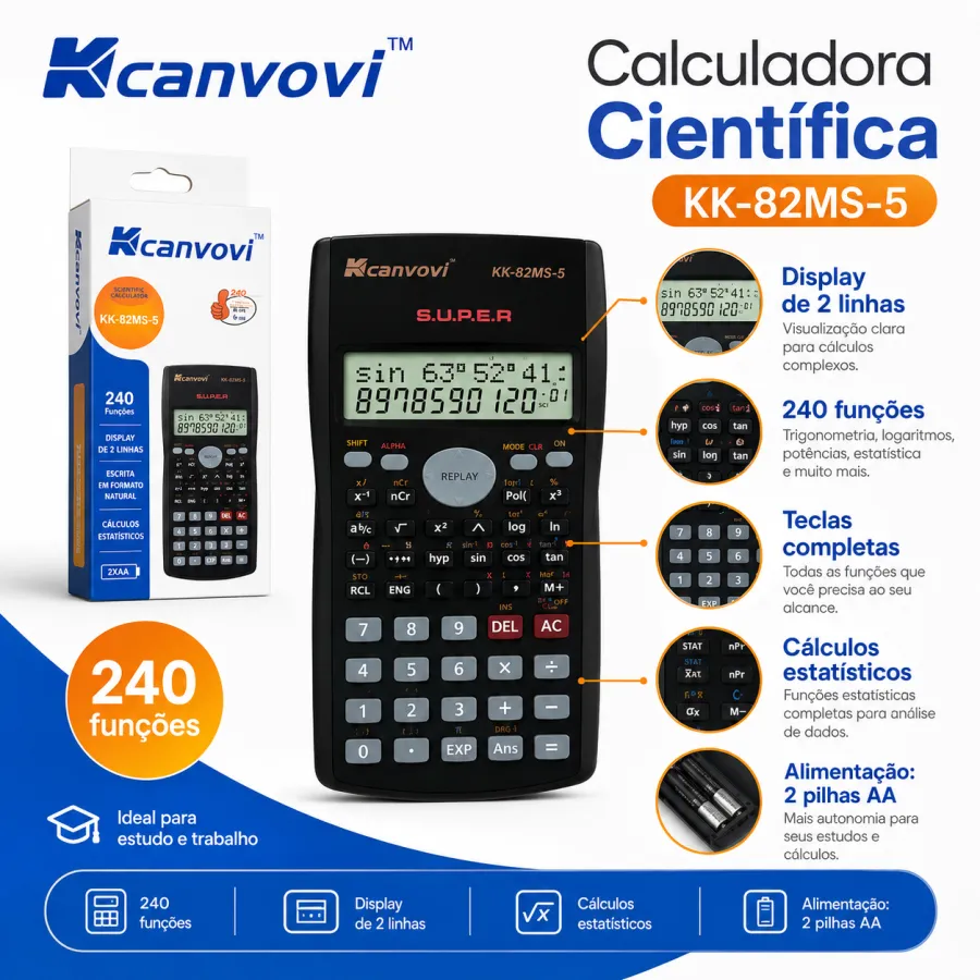 Kcanvoi KK-82MS-5 科学计算器 240种功能 双色显示