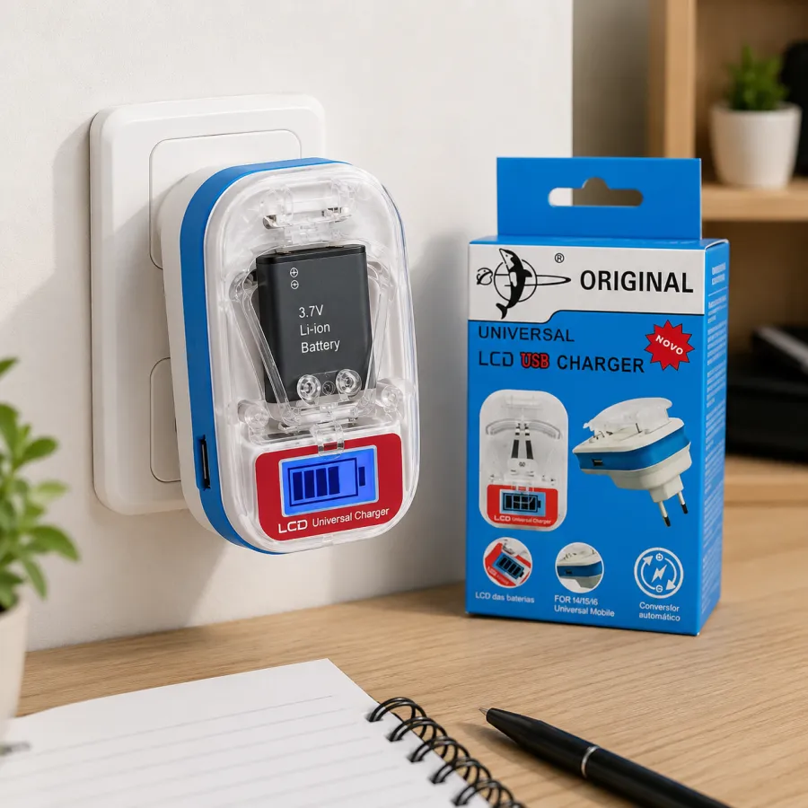 原装通用LCD USB充电器，适用于多种手机，安全高效，便携设计