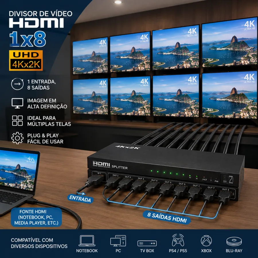 HDMI分配器 1x8 4Kx2K 高清视频分配器