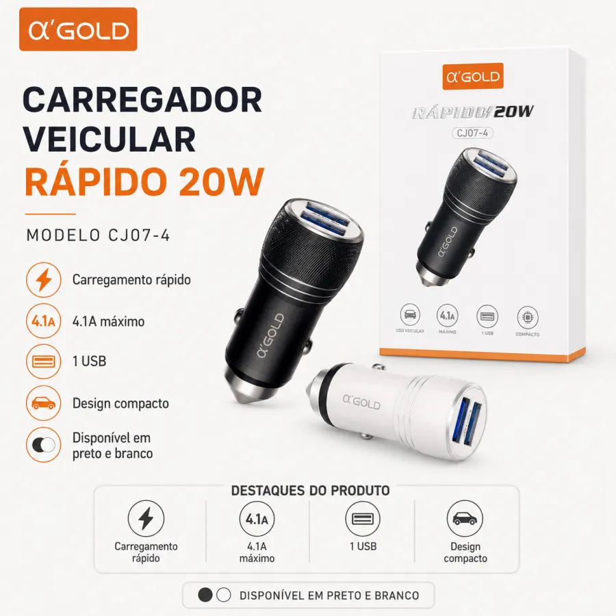 αGOLD 车载快速充电器 20W 黑色/白色