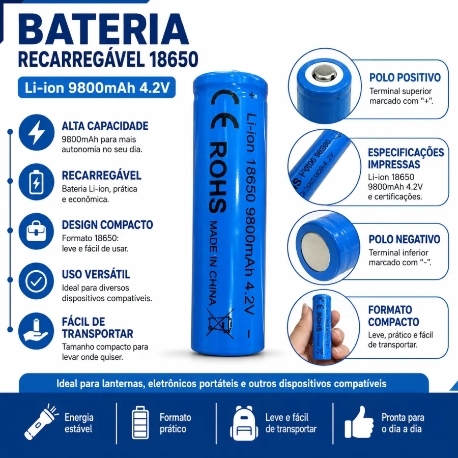 18650锂电池 9800mAh 3.7V 蓝色