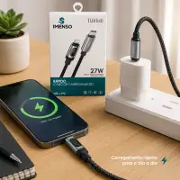 IMENSO 27W快充数据线，Type-C转Lightning，黑色，耐磨设计