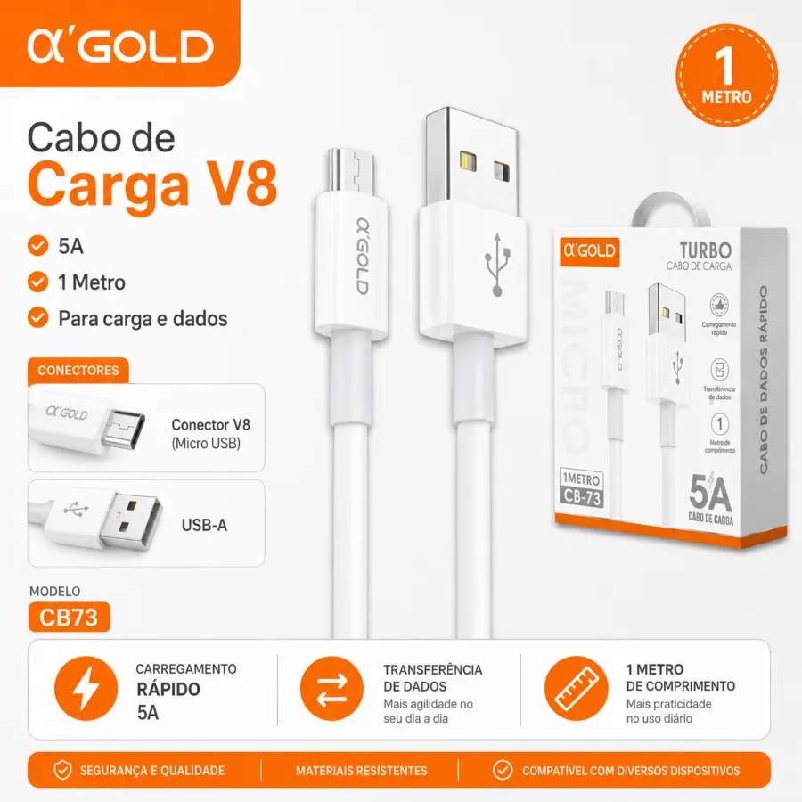 V8 α GOLD 充电数据线 1米 5A