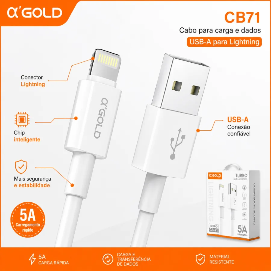 α GOLD iOS数据线 1米 5A智能芯片 CB-71