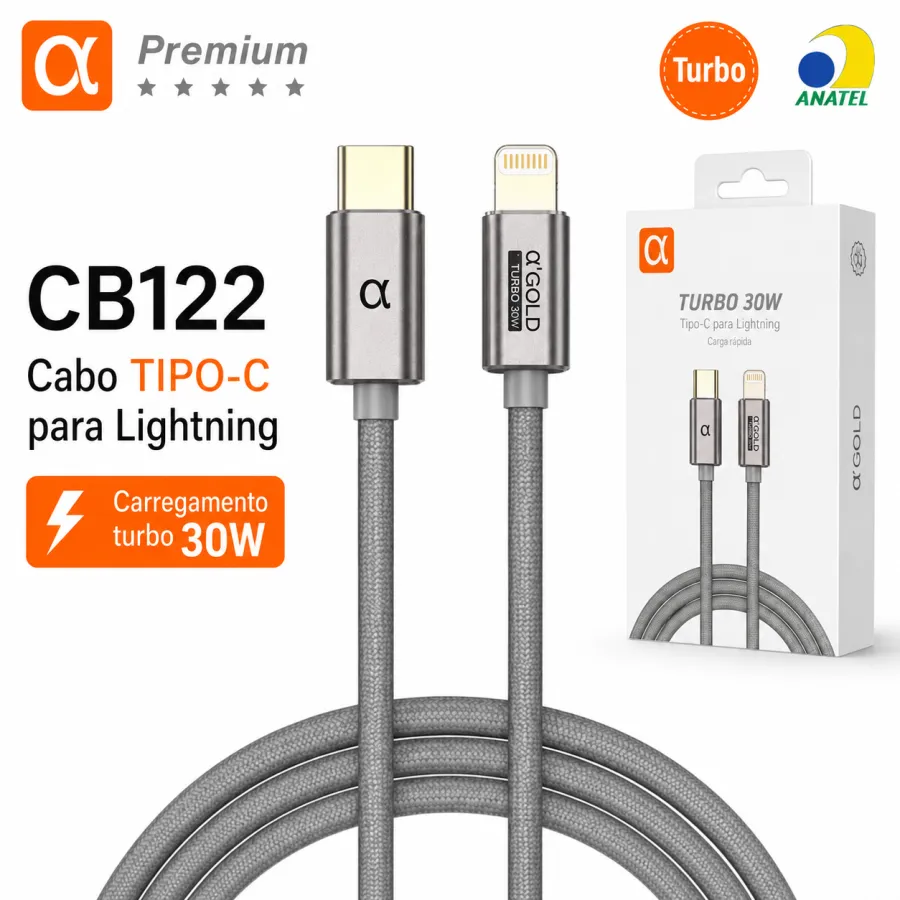 Premium α品牌CB122 TIPO-C转IOS数据线 30W快充 适用于苹果设备