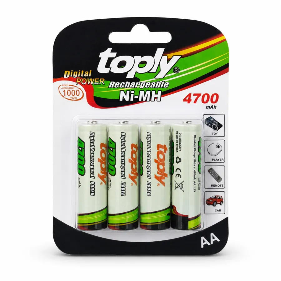 Toply 充电电池 AA 4700mAh 4节装，适用于数码产品