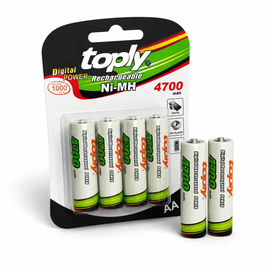 Toply 充电电池 AA 4700mAh 4节装，适用于数码产品
