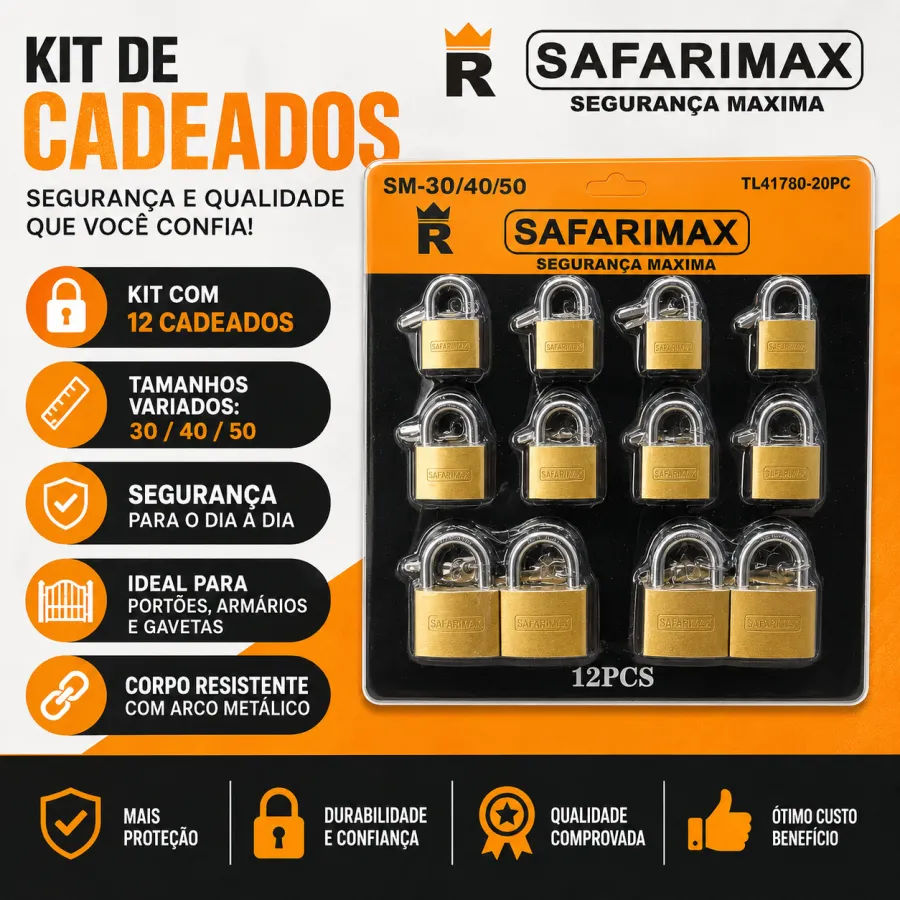 SAFARIMAX 10个金属挂锁套装 SM-30/40/50 通用安全锁具
