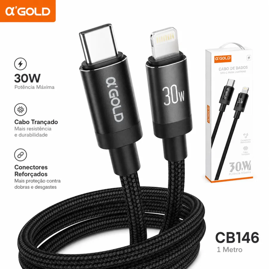 αGOLD 1米30W充电线，Type-C转Lightning，CB146