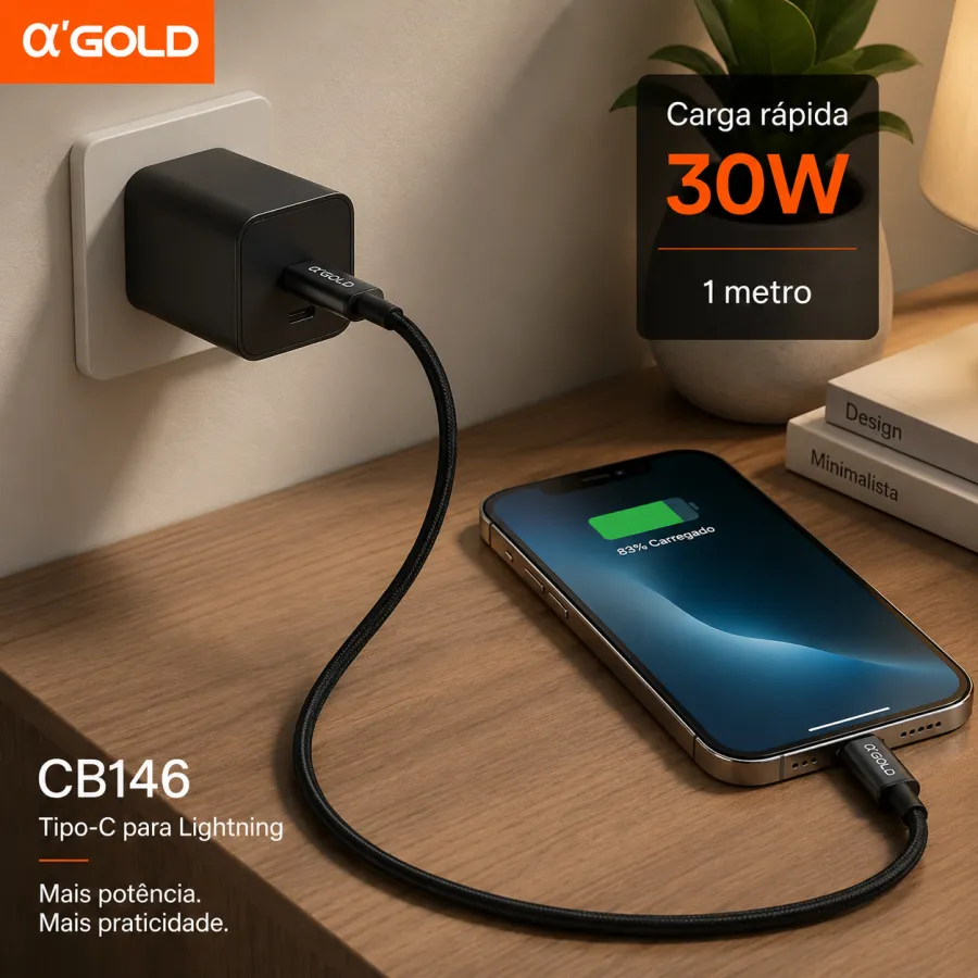 αGOLD 1米30W充电线，Type-C转Lightning，CB146