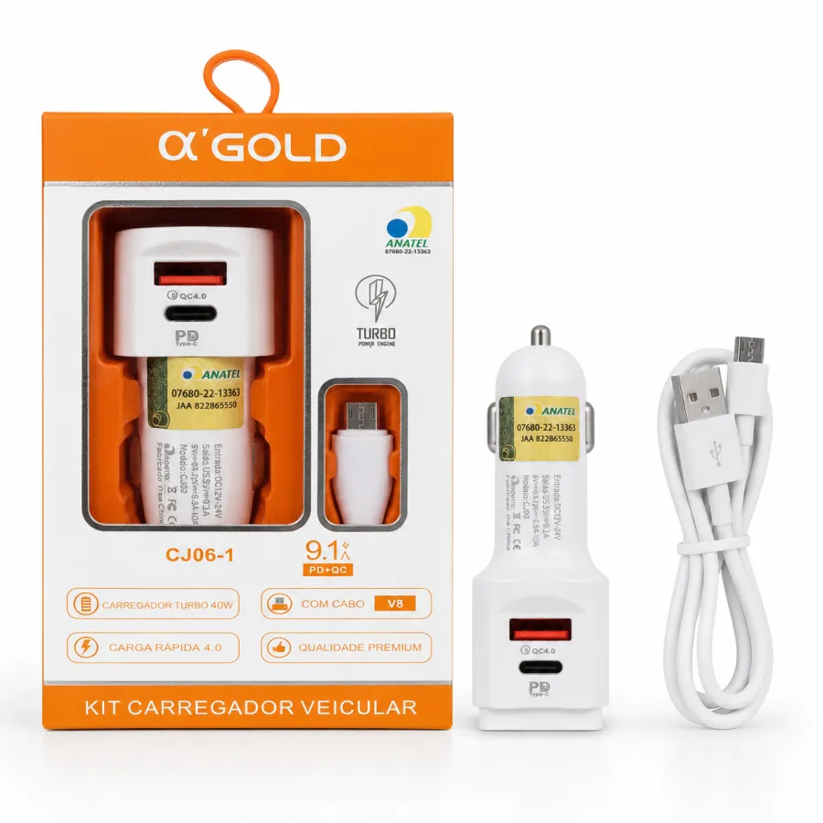 α'GOLD车载充电器 CJ06-1，带USB接口，快速充电，适用于多种设备
