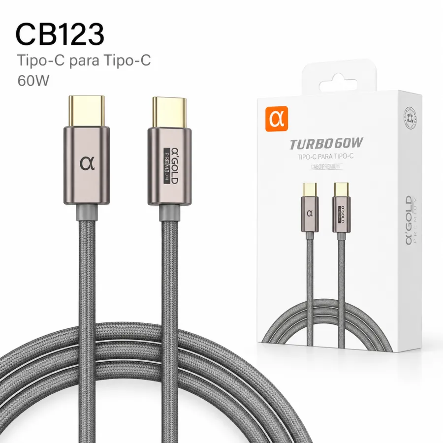 Premium 60W Turbo快充TYPE-C数据线 CB123 银色