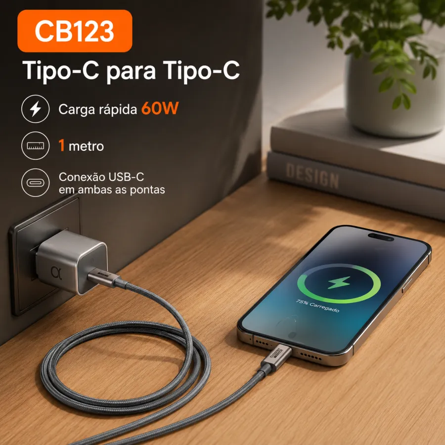 Premium 60W Turbo快充TYPE-C数据线 CB123 银色