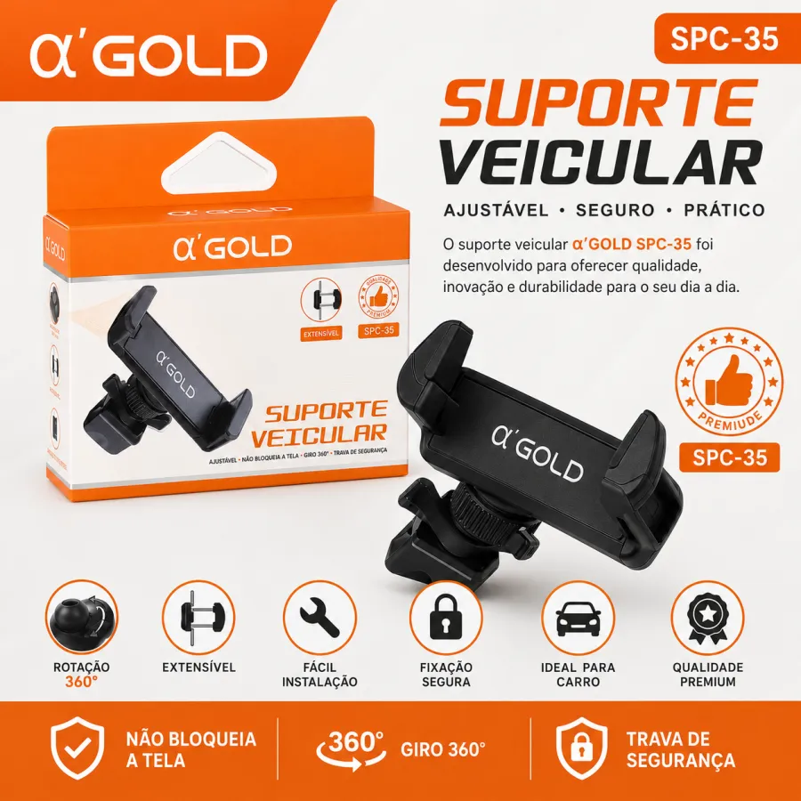 Q'GOLD汽车手机支架，适用于通用型，便捷安装，黑色