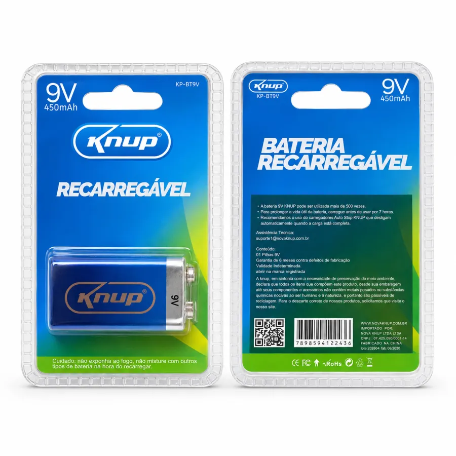 Knup 9V可充电电池 450mAh