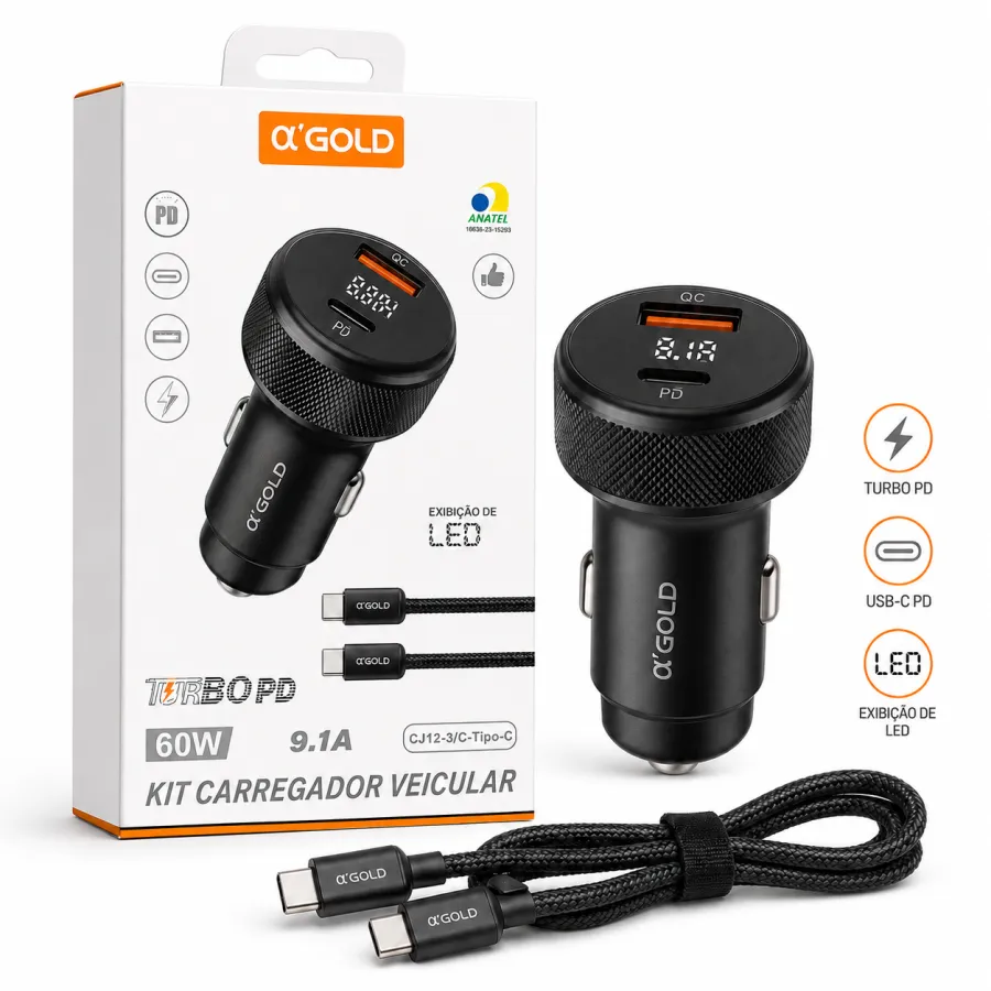AG-GOLD车载充电器 60W 9.1A USB-C快充