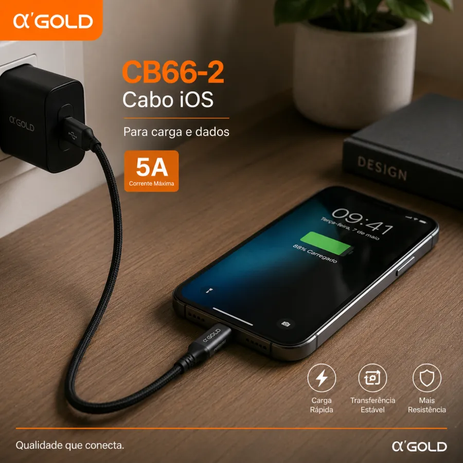 αGOLD iOS充电数据线 1米 5A 黑色 CB66-02