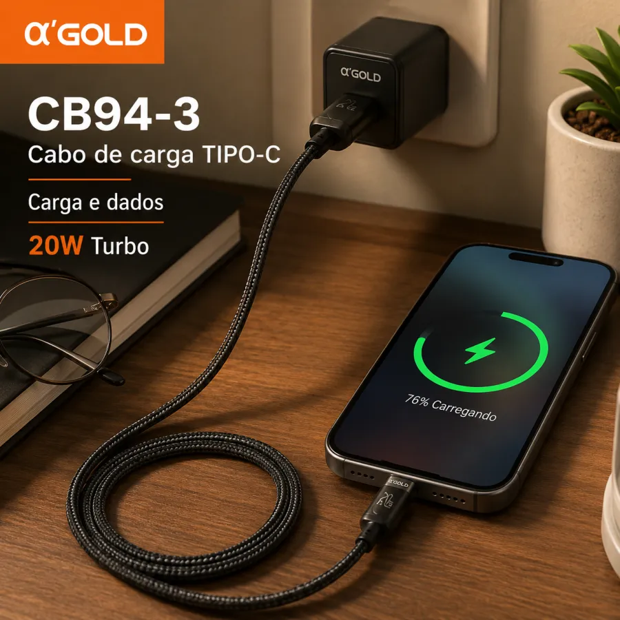 α-GOLD 1米20W TIPO-C充电数据线，适用于快速充电，CB94-3