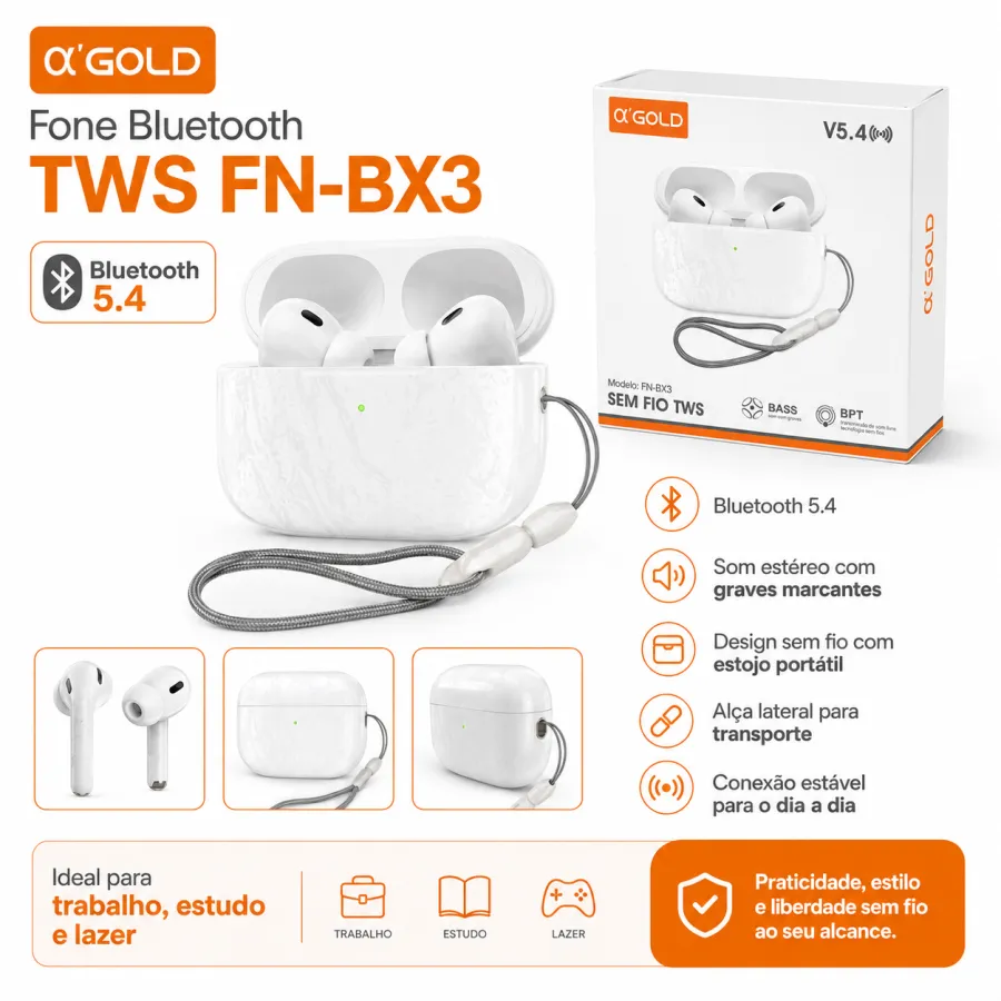 αGOLD FN-BX3 蓝牙耳机 TWS 无线耳机 V5.4 低音增强