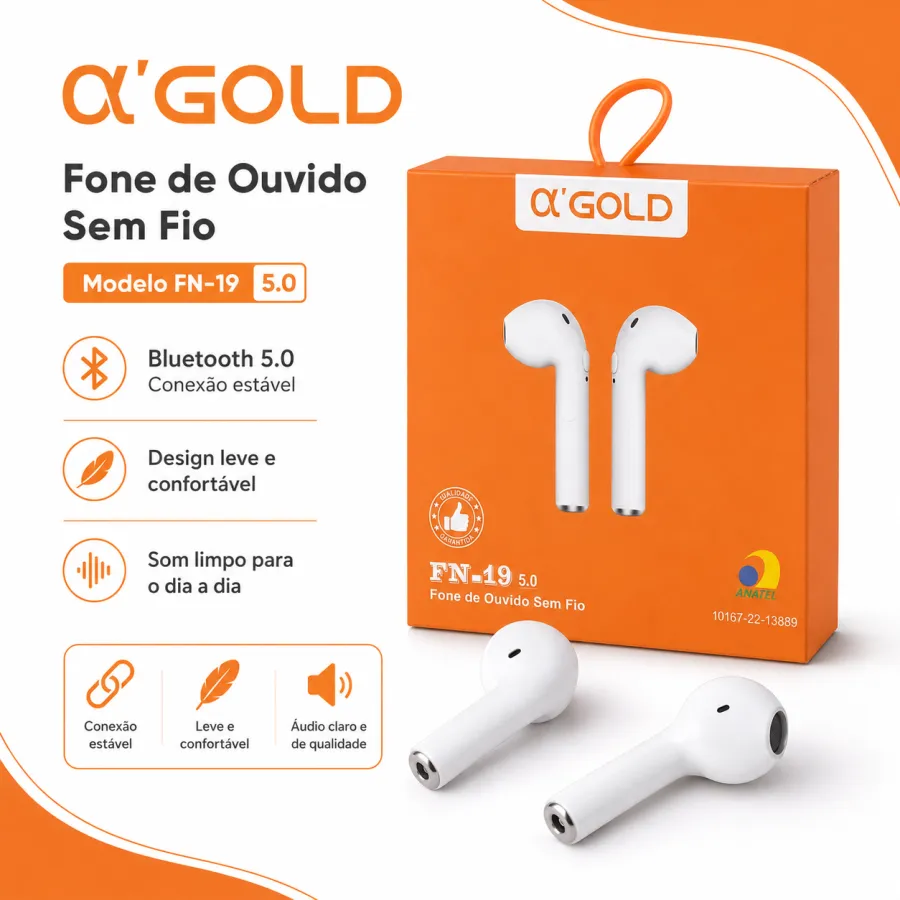 α'GOLD 蓝牙耳机 FN-19 5.0 无线耳机 白色