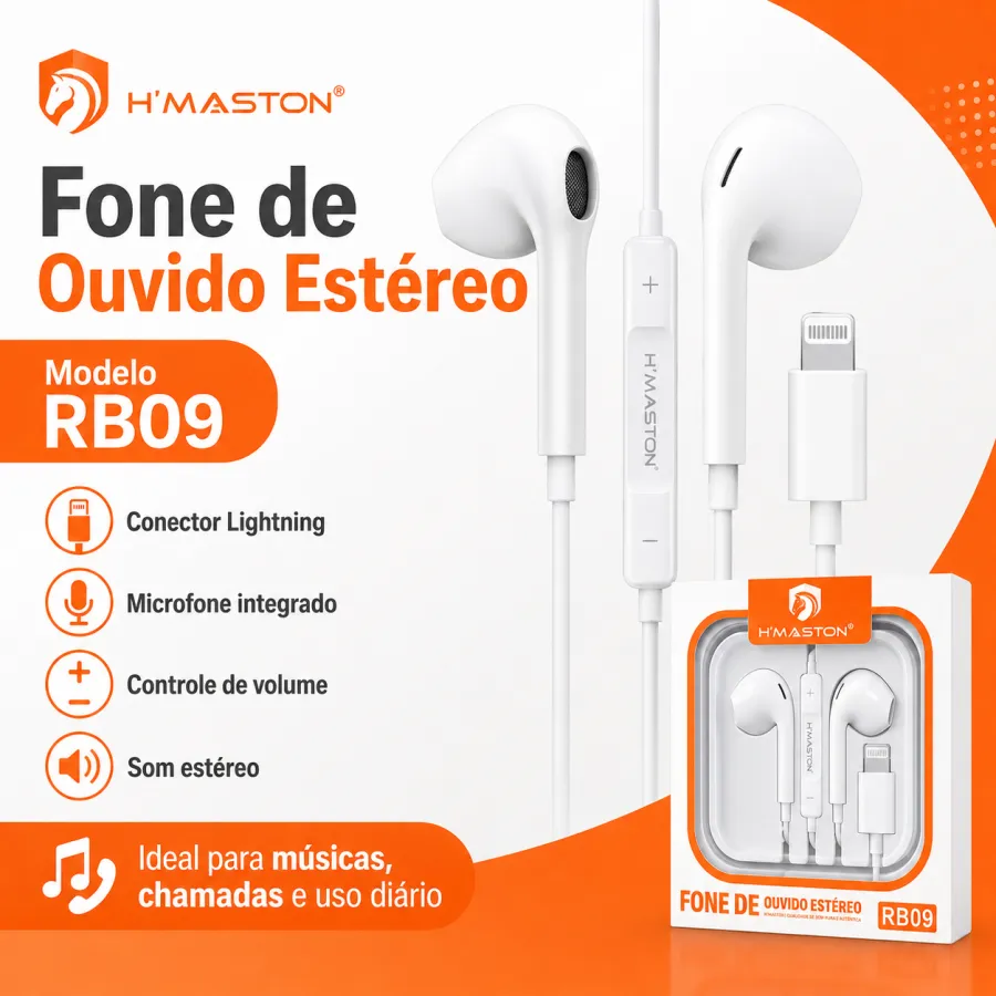 HMASTON RB09 蓝牙耳机，白色，立体声，适用于苹果设备