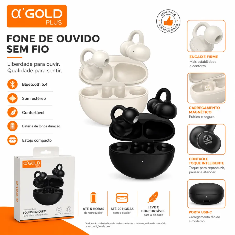 α GOLD 无线蓝牙耳机，黑白双色，耳塞式，便携设计