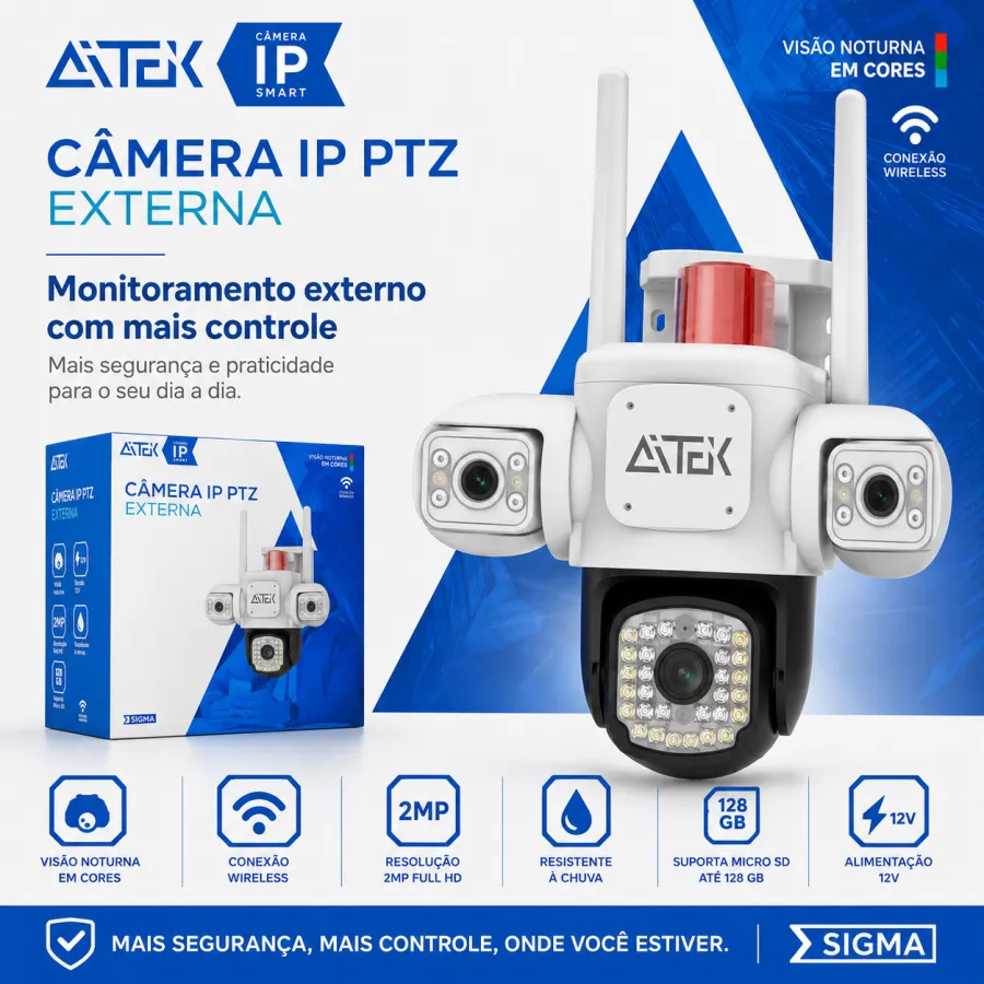 AITEK 无线监控摄像头 IP PTZ 外置 2MP