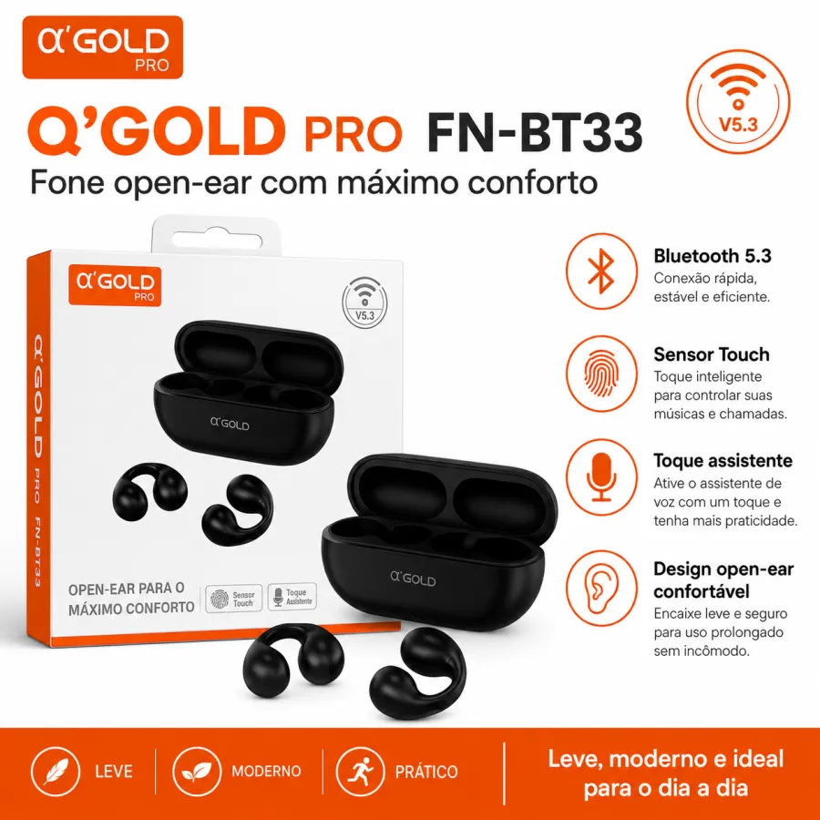 α GOLD PRO 蓝牙耳机 FN-BT33，开放式设计，触控操作，超强音质