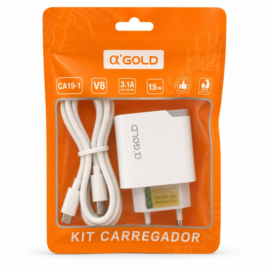 α'GOLD快充充电器套装，15W，CA-19-1，V8接口，包含数据线