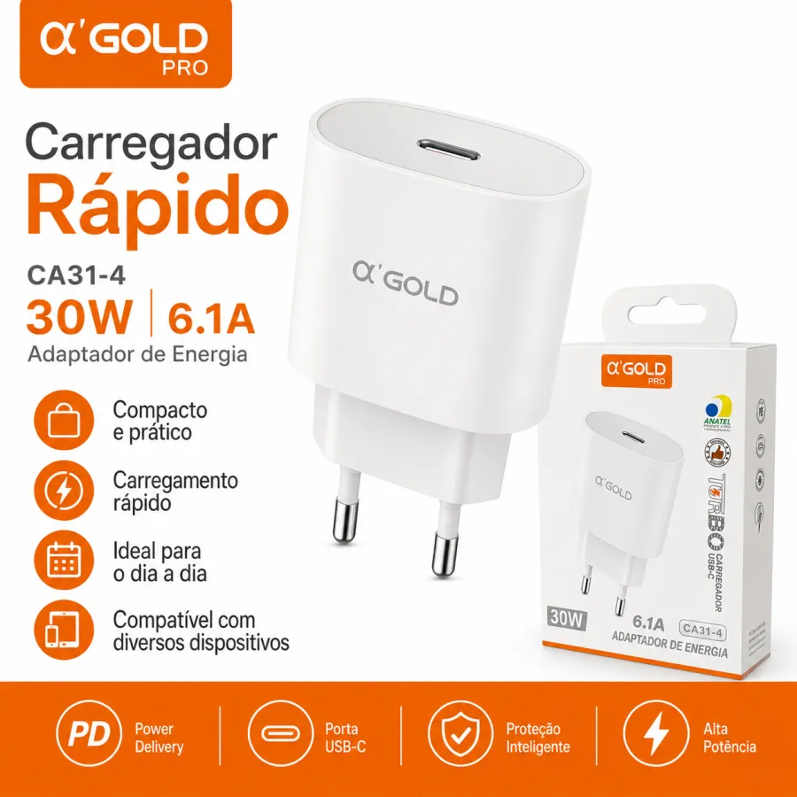 α GOLD 30W 适配器，6.1A快充，适用于多种设备