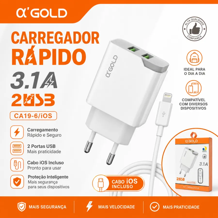 α GOLD 快速充电器 3.1A 双USB CA03-2 iOS