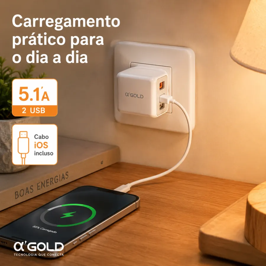 α GOLD 快速充电器套件 CA23-2/iOS，5.1A，适用于多种设备