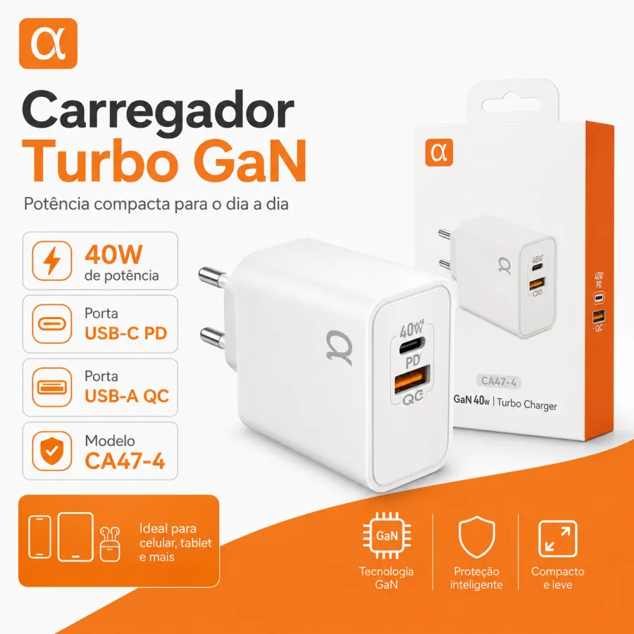 α品牌65W快充充电头，USB-A（QC）+ USB-C×2（PD），GaN技术