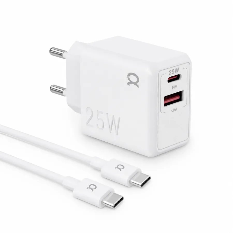 25W快充充电器，品牌：α，型号：CA45-5，含数据线