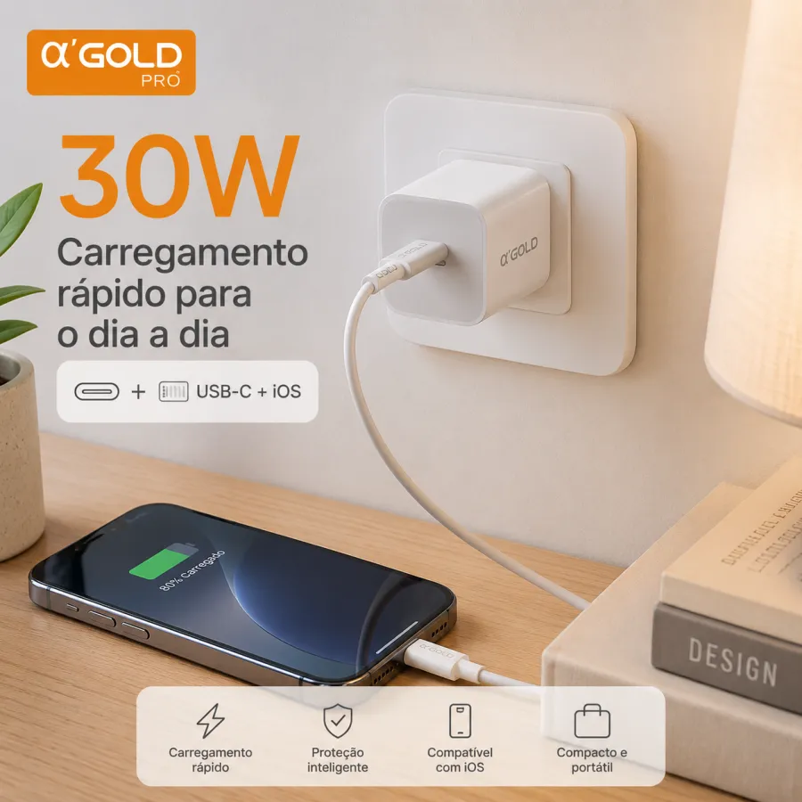 α GOLD 30W 充电头，6.1A 快速充电，适用于手机和平板