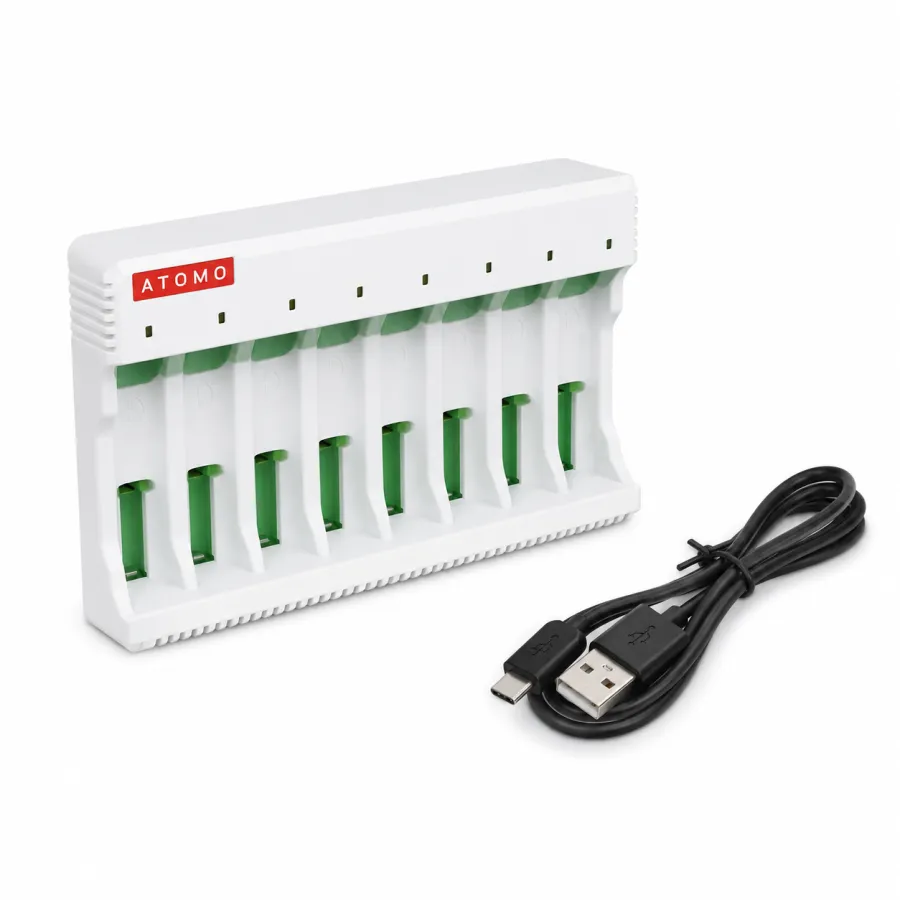 Atomo AA/AAA USB充电器，型号MO-D578USB，适用于多种电池，快速充电