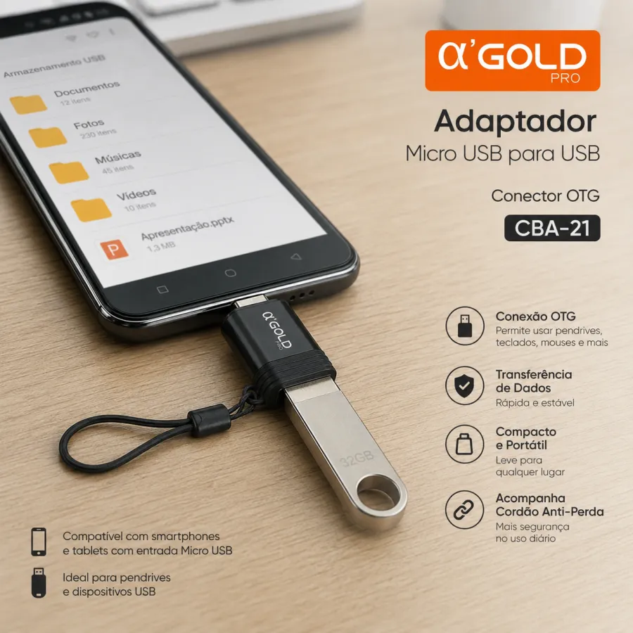 αGOLD USB微型适配器充电器，适用于多种设备，便携设计