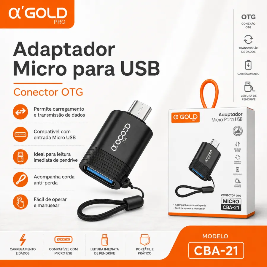 αGOLD USB微型适配器充电器，适用于多种设备，便携设计